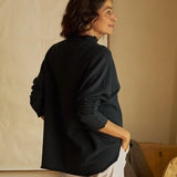 Frank and Eileen Effie Long Sleeve Funnel Neck Capelet in British Royal Navy