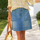 Frank and Eileen Jameson Skirt in Blue with Light Wash