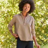 Frank and Eileen Patrick Popover Fleece Henley in Toasted