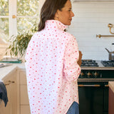 Frank and Eileen Relaxed Button -Up Shirt in Pink Stripe Hearts