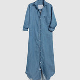 Frank and Eileen Rory Maxi Shirtdress in Vintage Stonewashed Indigo