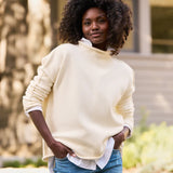 Frank and Eileen Monterey Rolled Funnel Neck Sweater in Cream
