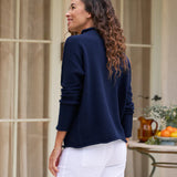Frank and Eileen Monterey Rolled Funnel Neck Sweater in Navy
