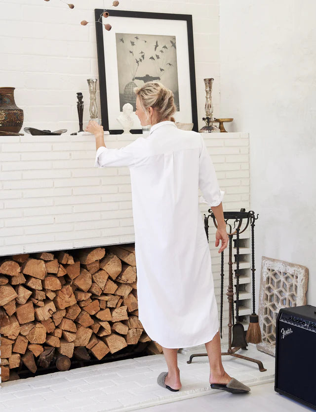 Frank and Eileen Rory Maxi Shirtdress in White Denim