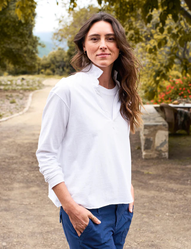 Frank and Eileen Patrick Popover Jersey Henley in White