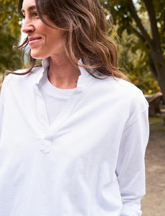 Frank and Eileen Patrick Popover Jersey Henley in White