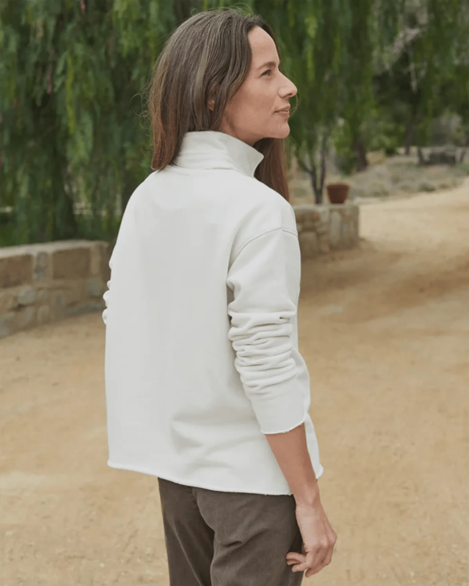 Frank and Eileen Patrick Popover Fleece Henley in Vintage White