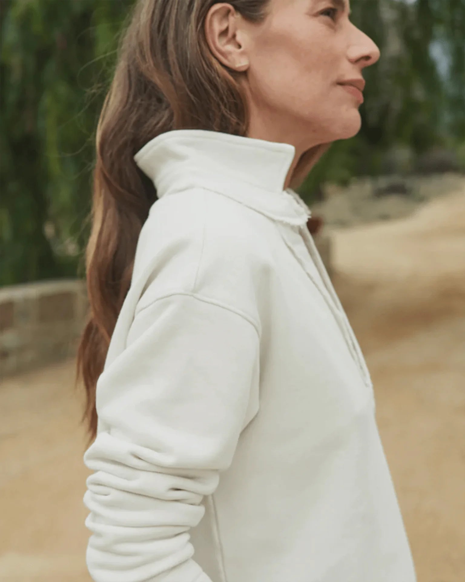 Frank and Eileen Patrick Popover Fleece Henley in Vintage White