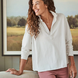 Frank and Eileen Patrick Popover Fleece Henley in Vintage White