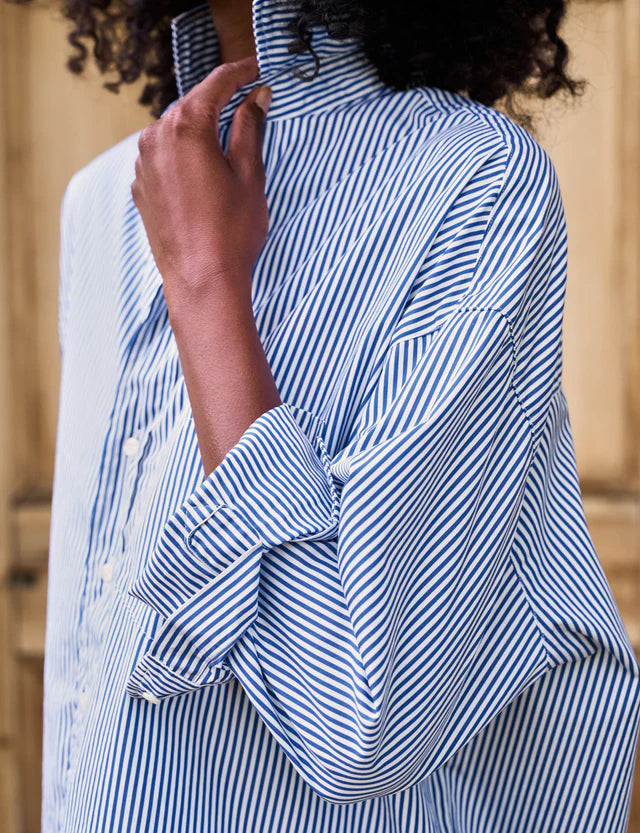 Frank and Eileen Shirley Oversized Shirt in Navy Stripe