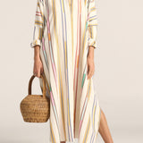 Ilio Nema Pollux Maxi Caftan in Afro Broken Stripe