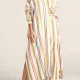 Ilio Nema Pollux Maxi Caftan in Afro Broken Stripe