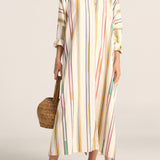 Ilio Nema Pollux Maxi Caftan in Afro Broken Stripe