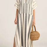 Ilio Nema Castor Caftan in Black and White