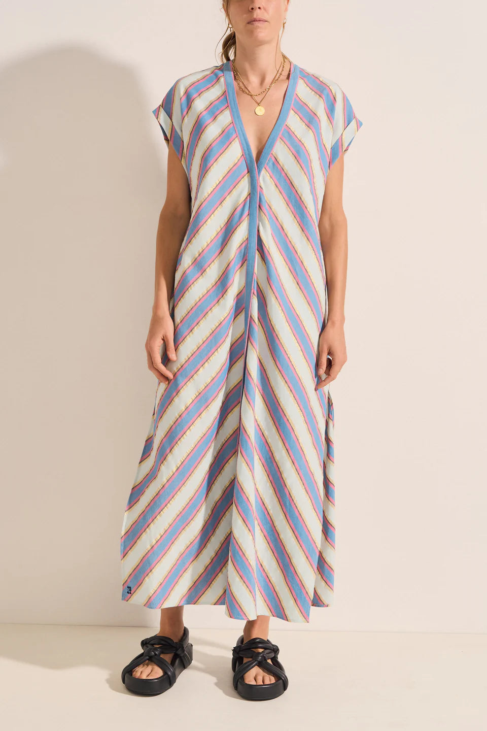 Ilio Nema Cythera Caftan in Mykonos Stripe