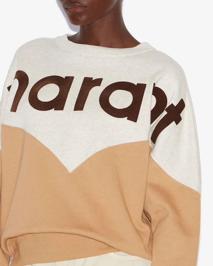 Isabel Marant Houston Sweat Shirt in Ecru and Camel