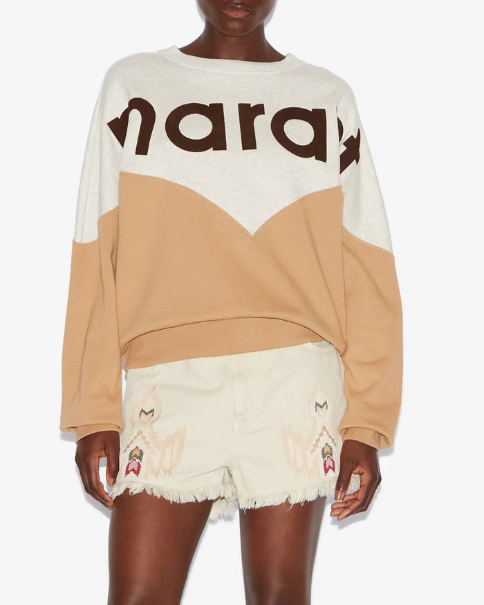 Isabel Marant Houston Sweat Shirt in Ecru and Camel