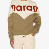 Isabel Marant Houston Sweatshirt in Ecru and Dark Khaki