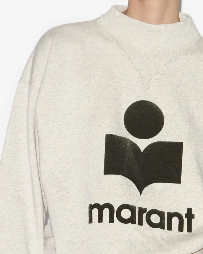 Isabel Marant Moby Sweat in Ecru and Khaki Denim Iniquity