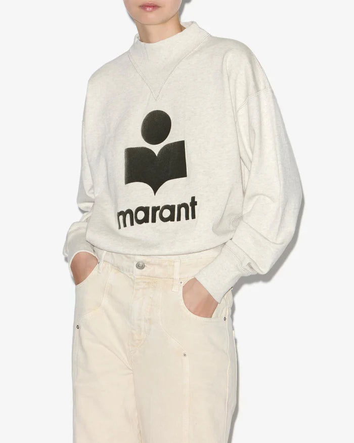 Isabel Marant Moby Sweat in Ecru and Khaki Denim Iniquity