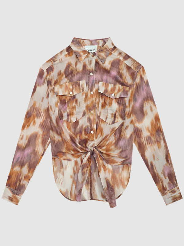 Isabel Marant Nath Shirt in Ecru and Ochre