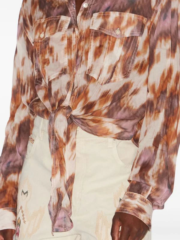 Isabel Marant Nath Shirt in Ecru and Ochre