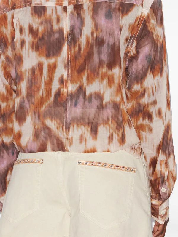 Isabel Marant Nath Shirt in Ecru and Ochre