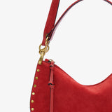 Isabel Marant Oskan Moon Soft Zip Shoulder Strap Bag in Scarlet Red