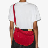 Isabel Marant Oskan Moon Soft Zip Shoulder Strap Bag in Scarlet Red