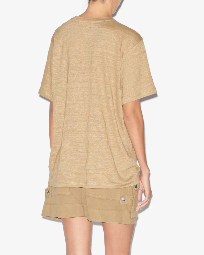 Isabel Marant Zewel Tee in Light Khaki and Silver