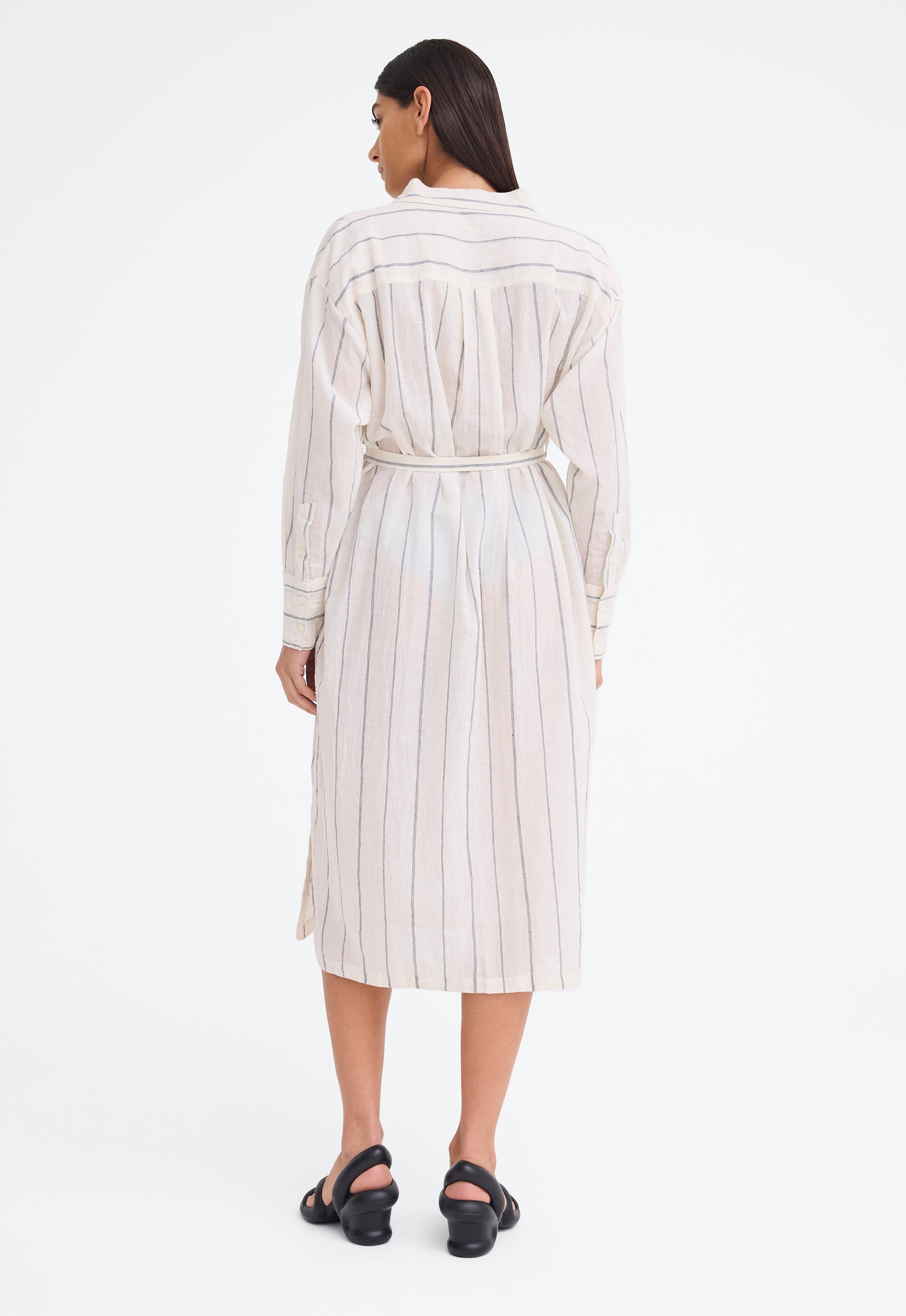 Jac and Jack Shakespeare Dress in Wide Fine Stripe Natural and Black