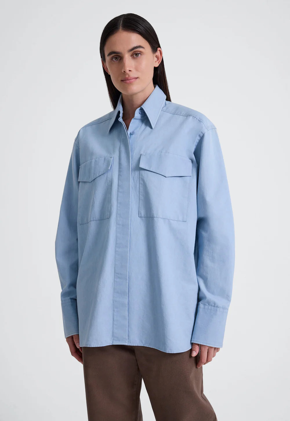 Jac and Jack Fold Shirt in Bleached Denim