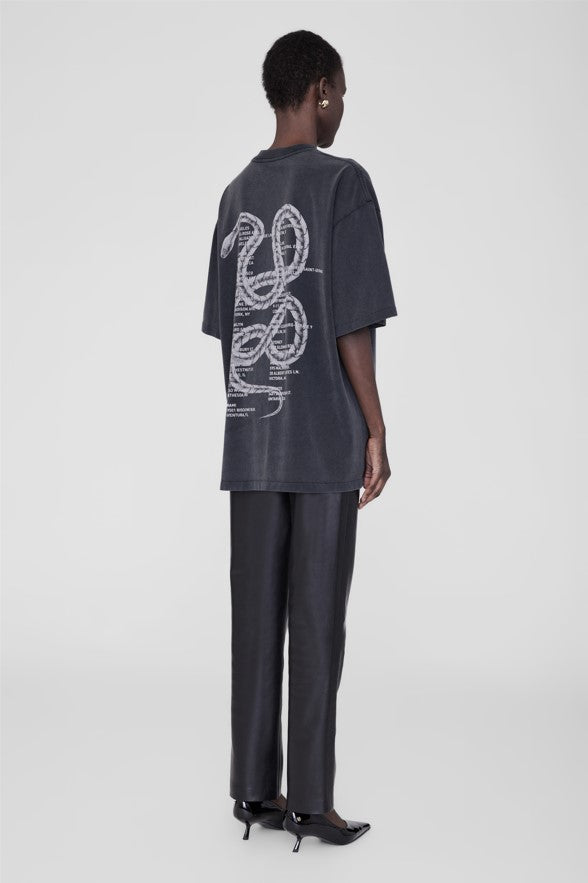 Anine Bing Kent Tee Twisted Snake in Washed Charcoal