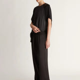 Lee Mathews Stella Silk Satin Pant in Black