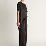 Lee Mathews Stella Silk Satin Pant in Black