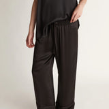 Lee Mathews Stella Silk Satin Pant in Black