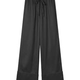 Lee Mathews Stella Silk Satin Pant in Black