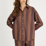 LMND Chiara Long Sleeve Shirt in Macchiato Stripe