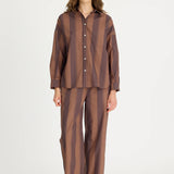LMND Chiara Long Sleeve Shirt in Macchiato Stripe