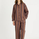 LMND Chiara Long Sleeve Shirt in Macchiato Stripe