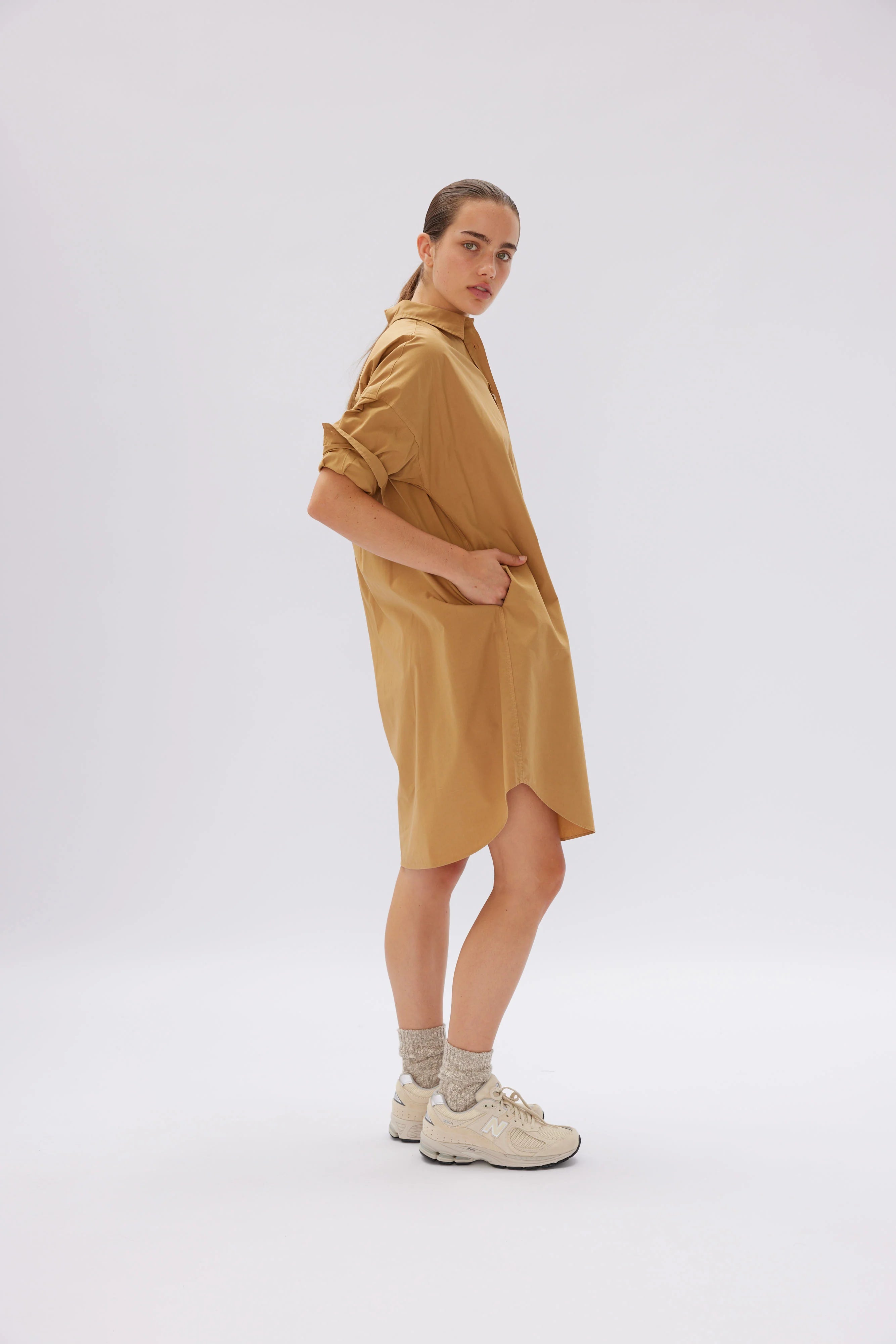 LMND Chiara Shirt Dress in Toffee