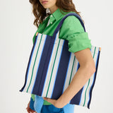 LMND Rialto Large Tote Bag in Navy and Ink Blue and Verde