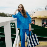 LMND Rialto Large Tote Bag in Navy and Ink Blue and Verde