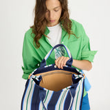 LMND Rialto Large Tote Bag in Navy and Ink Blue and Verde
