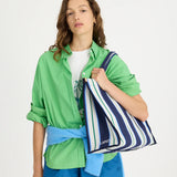 LMND Rialto Large Tote Bag in Navy and Ink Blue and Verde