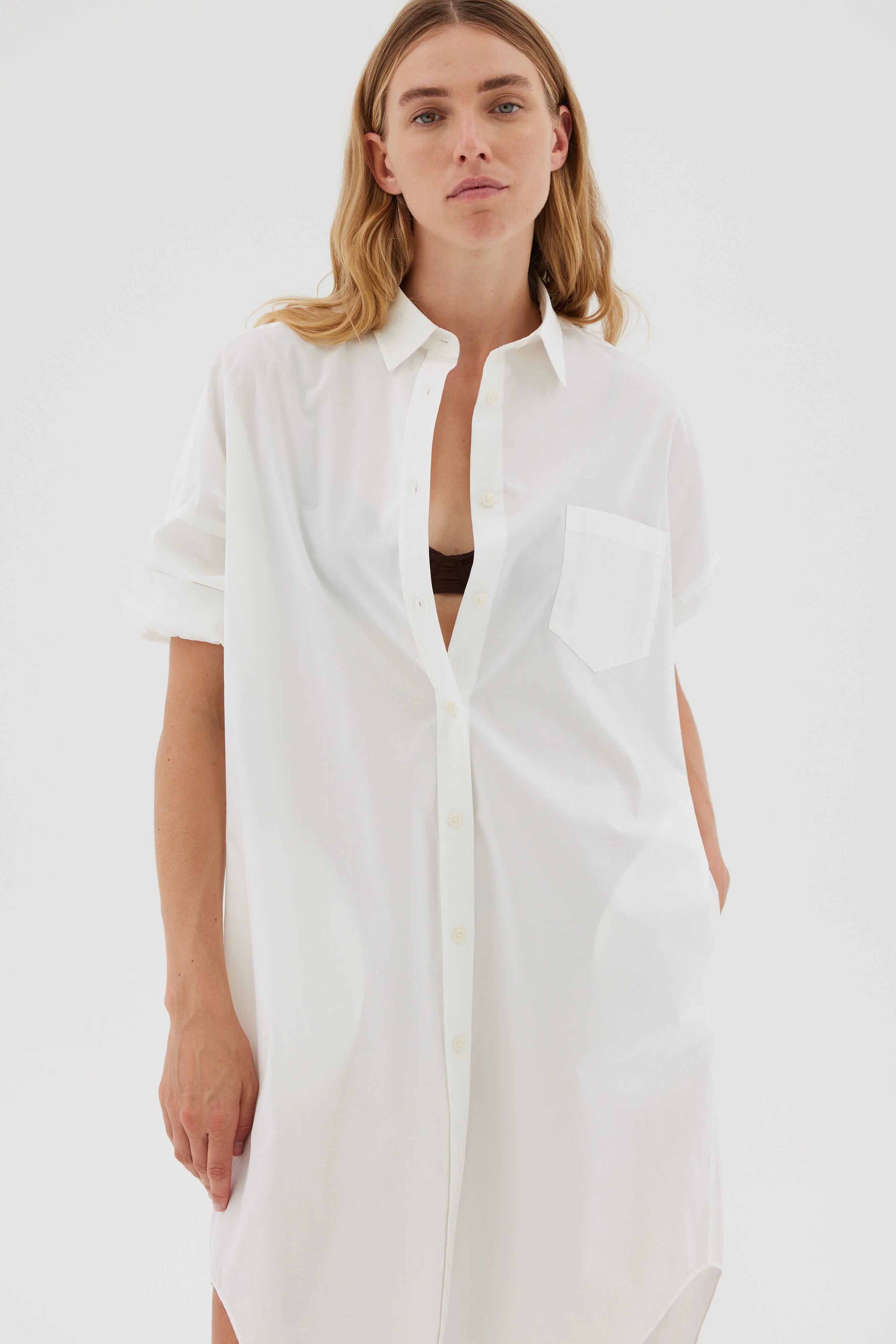 LMND Chiara Shirt Dress Classic in White