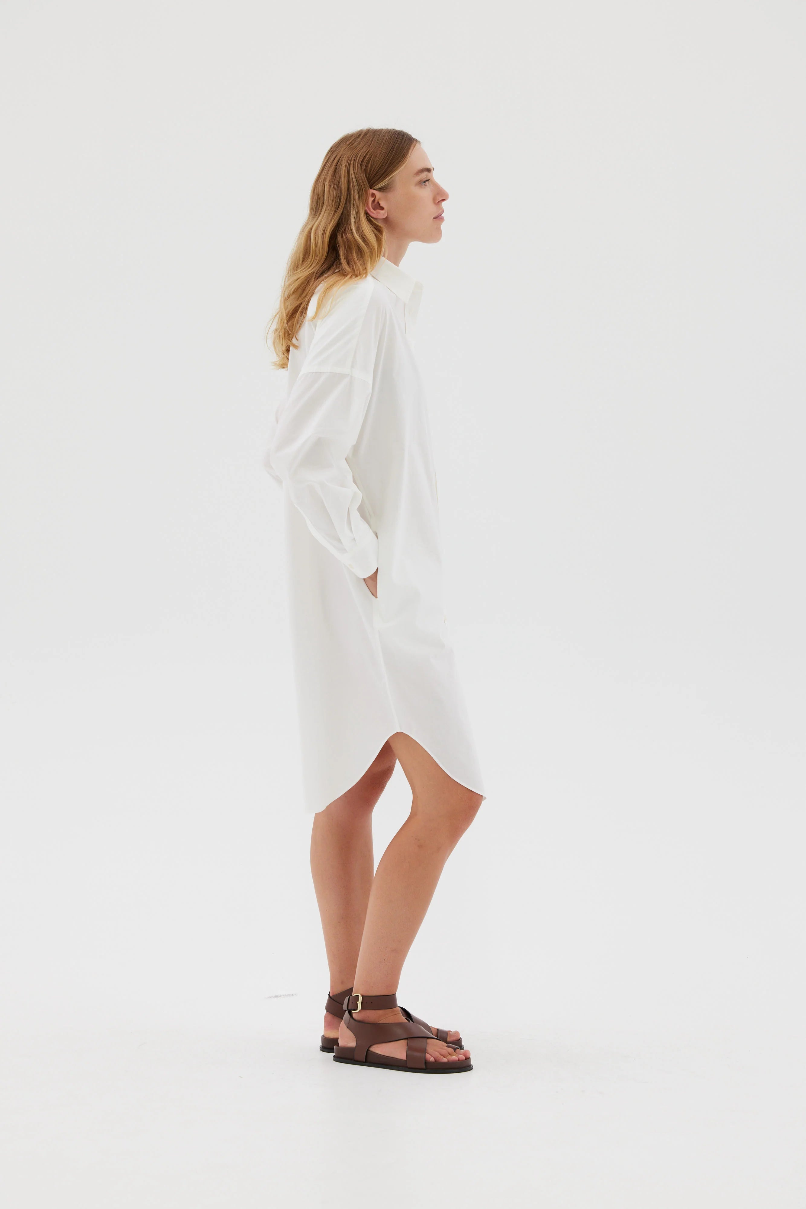 LMND Chiara Shirt Dress Classic in White