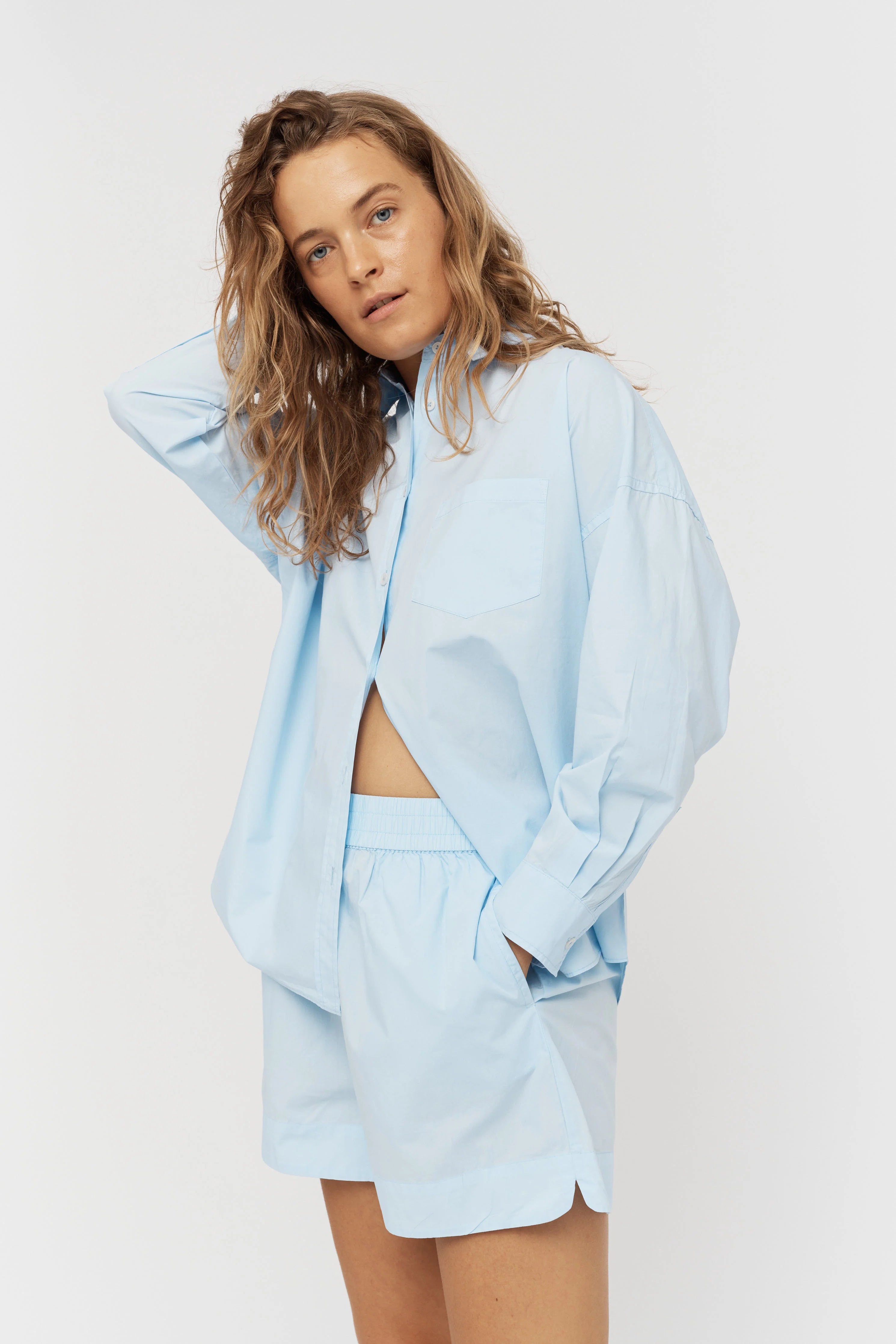 LMND Chiara Long Sleeve Shirt Classic in Sky