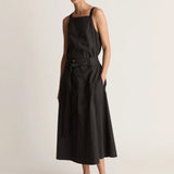 Lee Mathews Poplin Flare Skirt in Black