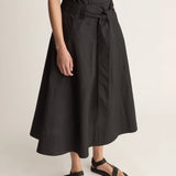 Lee Mathews Poplin Flare Skirt in Black